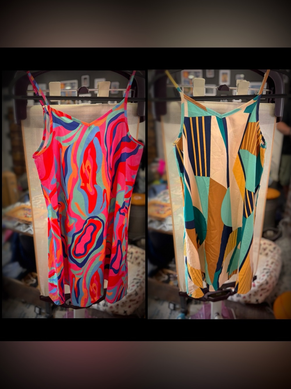 Lot of 2 Girl’s Abstract Print Slip Dresses Sz 10/12